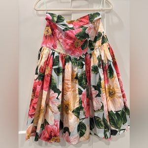 Dolce & Gabbana Multicolor Cotton Flared Mid-length Skirt Floral A-line Pleated